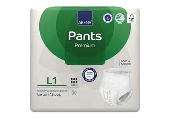 Abena-Pants L1 Premium 15 Stk, Hüftumfang 100-140 cm, 1'400 ml, grün
