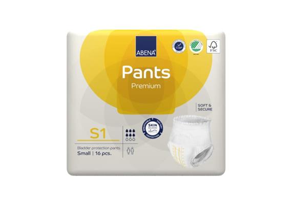 Abena-Pants S1 Premium 14 Stk, Hüftumfang 60 - 90 cm, 1'400 ml, gelb