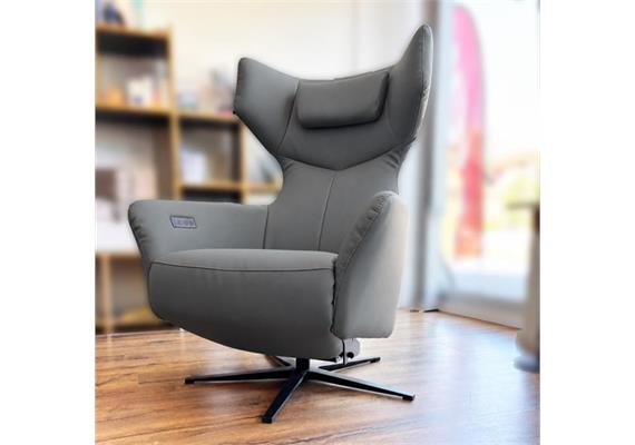 Aufstehsessel/Designersessel Marius mit Kreuzfuss, Kunstleder graphit