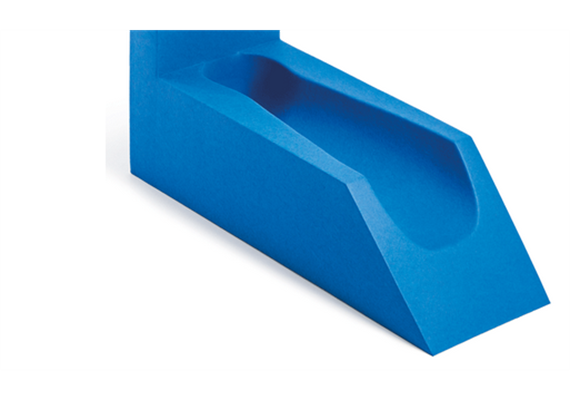 Beinhochlagerungsschiene schmale+anatomische Form, 45°, Skinfoam, blau, 70 x 25 x 15cm