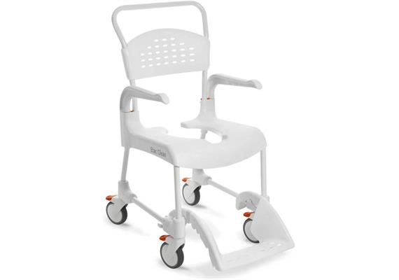 Dusch-/Toilettenstuhl Clean 5" weiss SH49 fahrbar inkl. Arm- + Rückenlehne