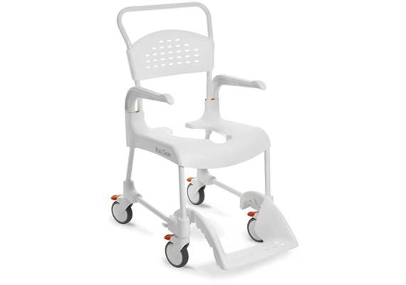 Dusch-/Toilettenstuhl Clean 5" weiss SH55 fahrbar inkl. Arm- + Rückenlehne