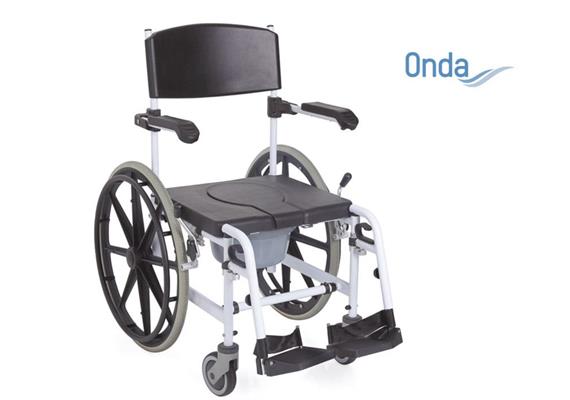 Dusch-/Toilettenstuhl Standard, 23.5", SB50 fahrbar inkl. Arm- + Rückenlehne