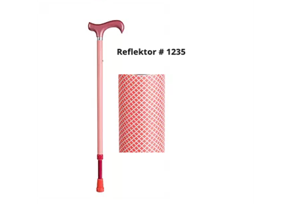Gehstock Birkenrot rot reflektierend, höhenverstellbar 72 cm - 94 cm, max. 90 kg