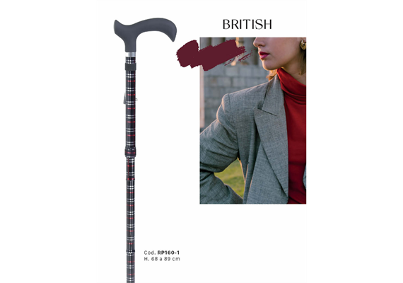 Gehstock Brio faltbar Tartan, mit ABS-Griff