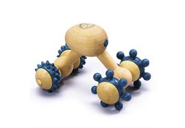 Massage-Ei-Roller 13 x 9 x 10 cm, aus Buche geölt, Massageaufsätze aus phthalatfreiem PVC
