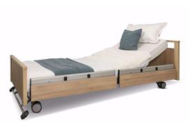 Niedrigbett ELBACARE 90x200, 24-80cm, Eiche, TSG, integrierte Liegeflächenverlängerung