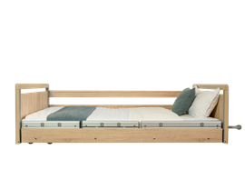 Niedrigbett SERACARE Low 11-80, 90x200, Lindberg Eiche, durchgehende Seitengitter