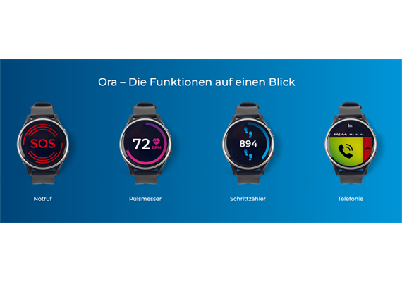 Notrufuhr SmartLife Care Ora Modell creme, Smartwatch mit Notruffunktion, GPS-Ortung
