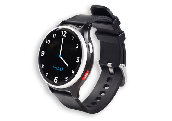 Notrufuhr SmartLife Care Ora Modell R6 schwarz, Smartwatch mit Notruffunktion, GPS-Ortung