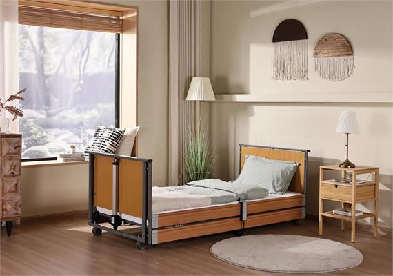 Pflegebett Ecofit S 120x200, mit durchgehenden Seitengittern