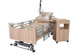 Pflegebett ELBACARE 90x200, 24-80cm, Eiche, SG 3-geteilt, int.Liegeflächenverlängerung