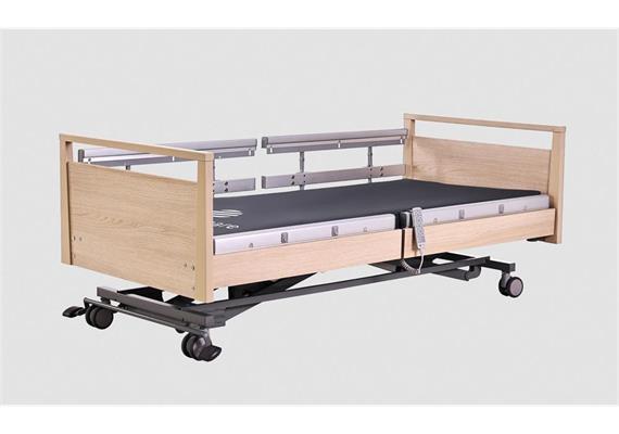 Pflegebett ELBACARE 90x200, 24-80cm, Eiche, TSG, integrierte Liegeflächenverlängerung