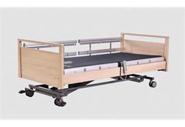 Pflegebett ELBACARE 90x200, 24-80cm, Eiche, TSG, integrierte Liegeflächenverlängerung