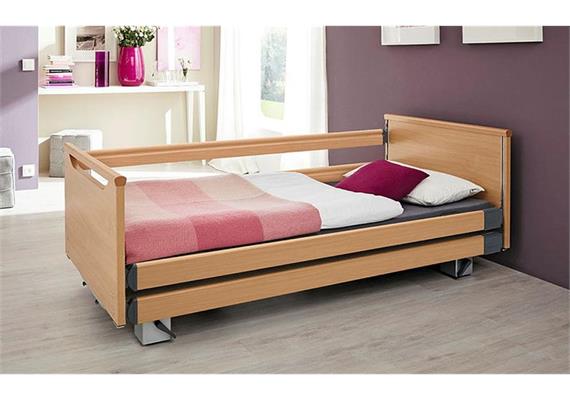 Pflegebett Komfort DSG 26-80cm, durchgehende Seitengitter, 90x200cm, ohne Aufziehstange
