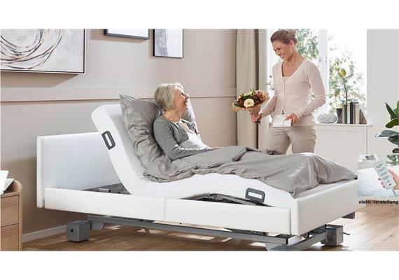 Pflegebett Komfort Premium 90x200 mit gepolsterten Seiten-/Kopfteilen weiss 90x200