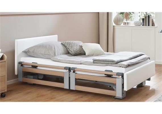 Pflegebett Komfort Premium TSG Eiche, 26-80cm, geteilte Seitengitter, 90x200cm