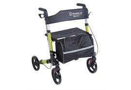 Reiserollator Oceano 2.0, lime mit Rückengurt, Tasche und Stockhalter