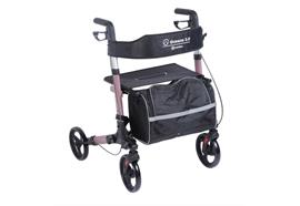 Reiserollator Oceano 2.0, pink/rose mit Rückengurt, Tasche und Stockhalter