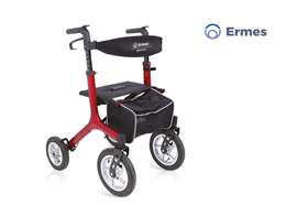 Rollator Ermes Outdoor luftbereift rot metallic SH 56cm mit Stofftasche max. 136kg