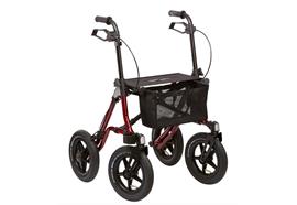 Rollator TAIMA XC Outdoor luftbereift rot metallic SH 60cm mit Netztasche, max. 150 kg
