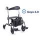 Rollstuhl/Rollator Gaya 2.0 silber mit Rückenbügel - 2-in-1 DoppelFunktion