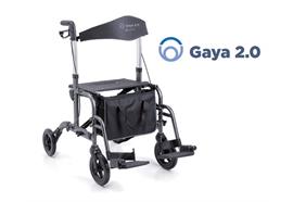 Rollstuhl/Rollator Gaya 2.0 silber mit Rückenbügel - 2-in-1 DoppelFunktion