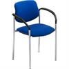 Stuhl mit Armlehnen blau Modell Chur mit Chromgestell