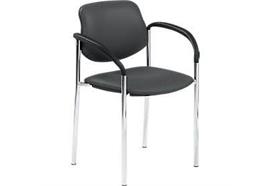 Stuhl mit Armlehnen schwarz Modell Chur mit Chromgestell
