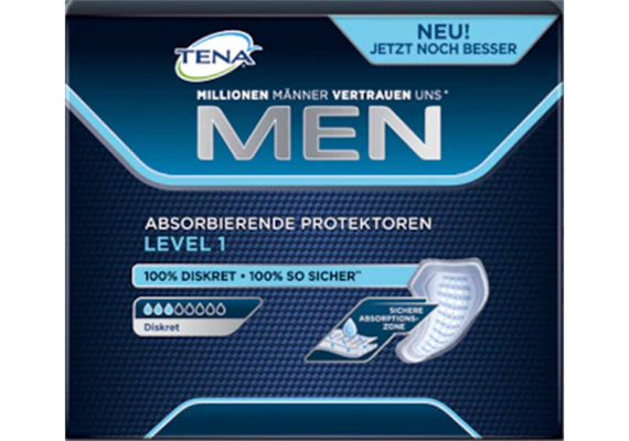 TENA for men Level 1 / 24 Stk Einlage, auf die männliche Anatomie abgestimmte Schalenform