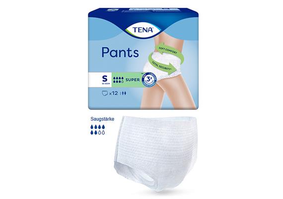 TENA Pants Plus Small 14 Stk saugfähige Einweghosen, blau, Hüftumfang 65 bis 85 cm