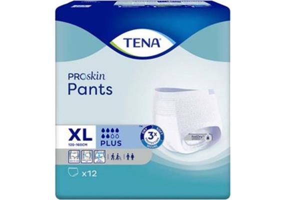 TENA Pants Plus X-Large 12 Stk Einweghosen, Hüftumfang 120 bis 160 cm, PROskin körpernah