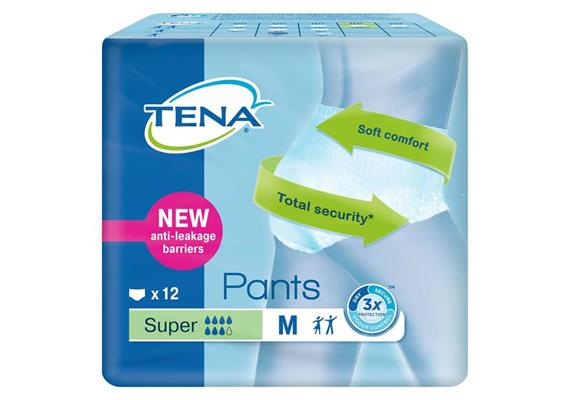 TENA Pants Super Medium 12 Stk Einweghosen, PROskin, Hüftumfang 80 bis 110 cm