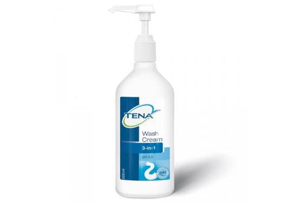 TENA Wash Cream 500ml (kein Abspülen nötig), 3-in-1 Waschcreme in praktischer Pumpflasche