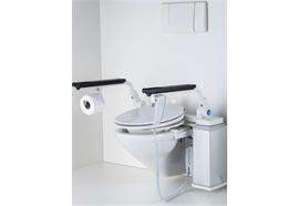 Toilettenlift ohne Armlehnen links montierte Hubsäule, elektrisch stufenlos verstellbar