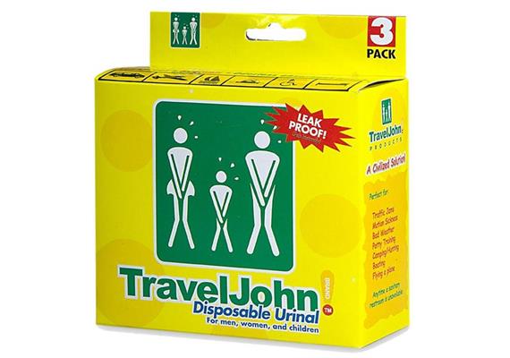 Urin-Beutel Einweg TravelJohn Unisex 3 Stk, auslaufsicher und geruchsneutralisierend